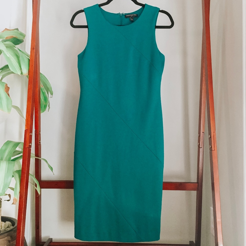 Banana Republic Fitted Teal Shift Dress